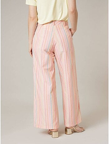 Pantalon large femme en 100% coton rayé 'Deeluxe'