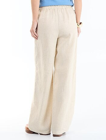 Pantalon large femme en 100% lin