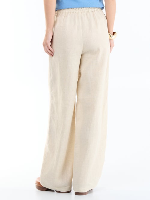 Pantalon large femme en 100% lin - Kiabi