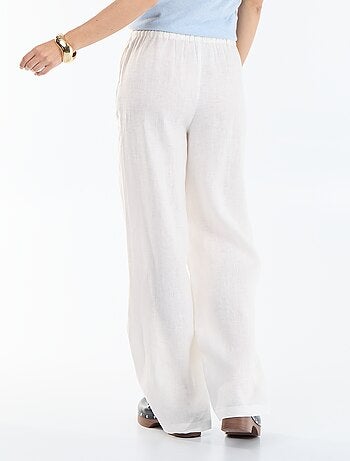 Pantalon large femme en 100% lin