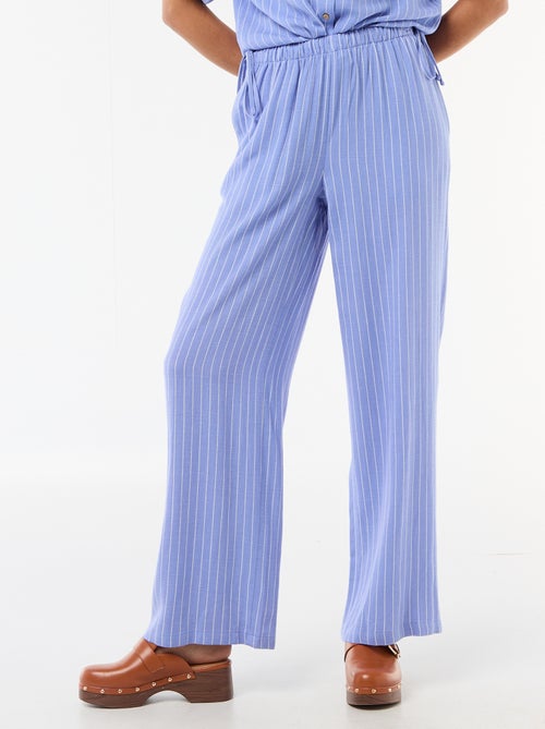 Pantalon large femme en chaîne et trame léger - Kiabi