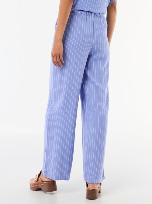 Pantalon large femme en chaîne et trame léger - Kiabi