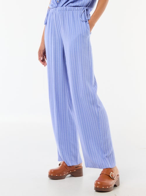 Pantalon large femme en chaîne et trame léger - Kiabi