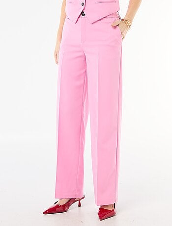 Pantalon large taille haute ceinture et passants