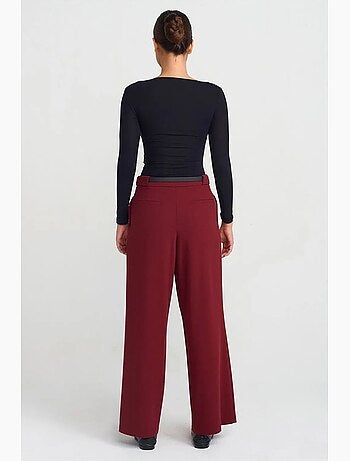 Pantalon large femme en crêpe avec ceinture dilvin