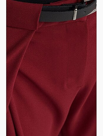 Pantalon large femme en crêpe avec ceinture dilvin