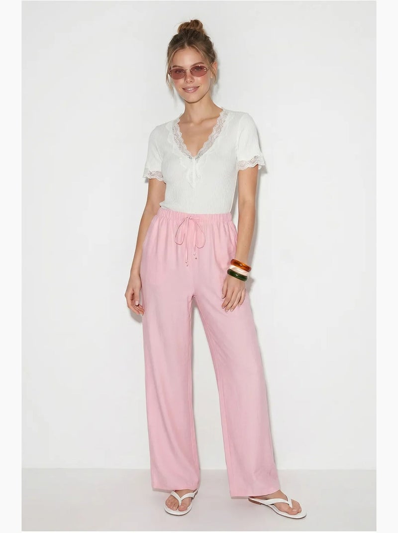 Pantalon large femme en crêpe lucci Rose - Kiabi