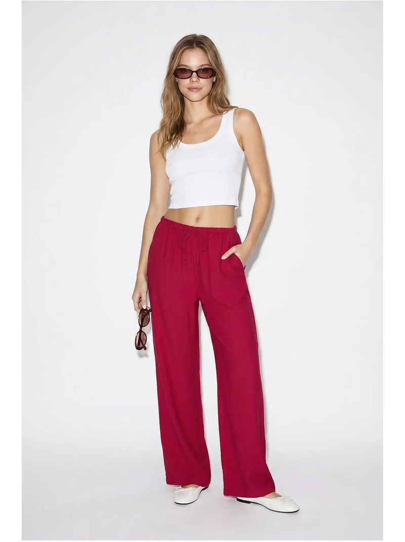 Pantalon large femme en crêpe lucci Rouge bordeaux - Kiabi