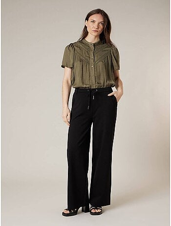 Pantalon large femme en interlock 'Deeluxe'