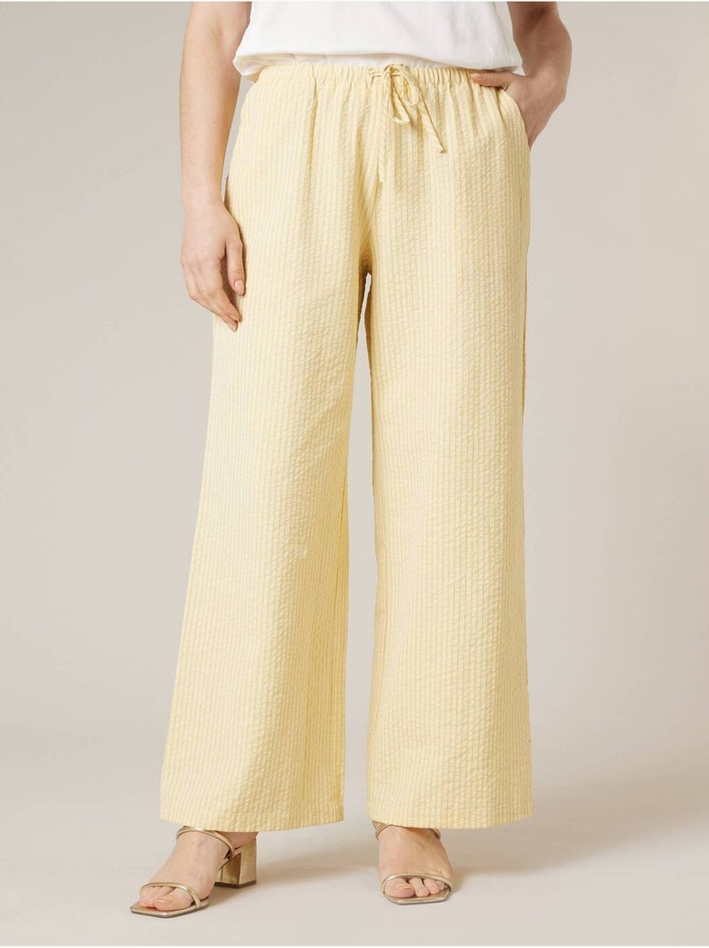 Pantalon large femme en jersey 'Deeluxe' Jaune clair - Kiabi
