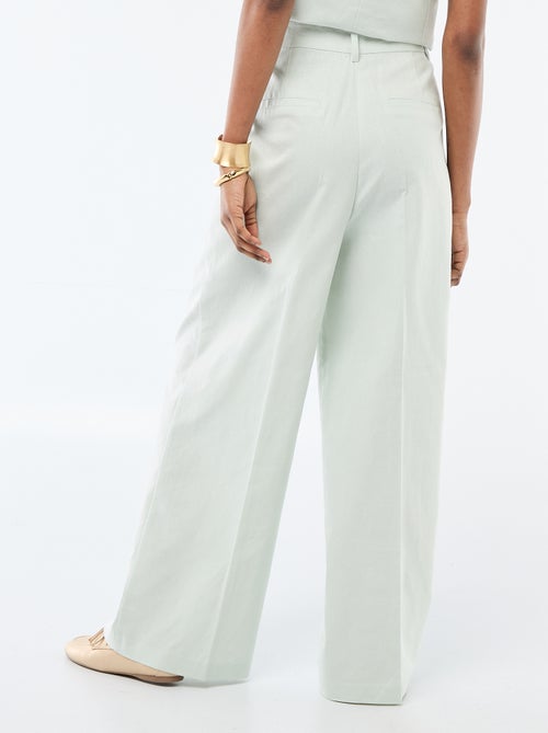Pantalon large femme en lin léger - Kiabi