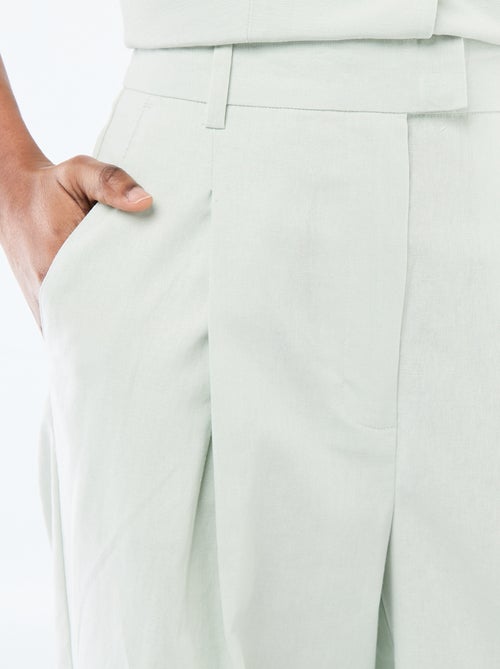 Pantalon large femme en lin léger - Kiabi