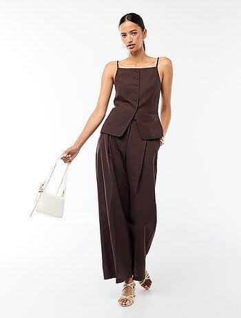 Pantalon large femme en lin léger