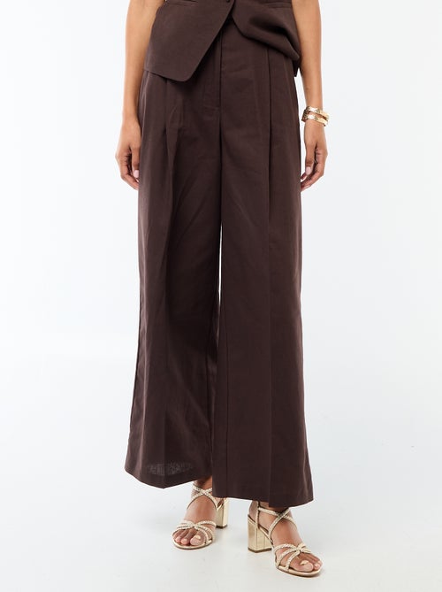 Pantalon large femme en lin - Kiabi