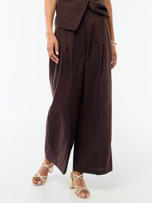 Pantalon large femme en lin - Kiabi