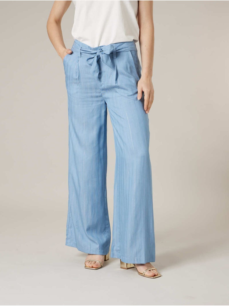 Pantalon large femme en lyocell 'Deeluxe' Bleu - Kiabi