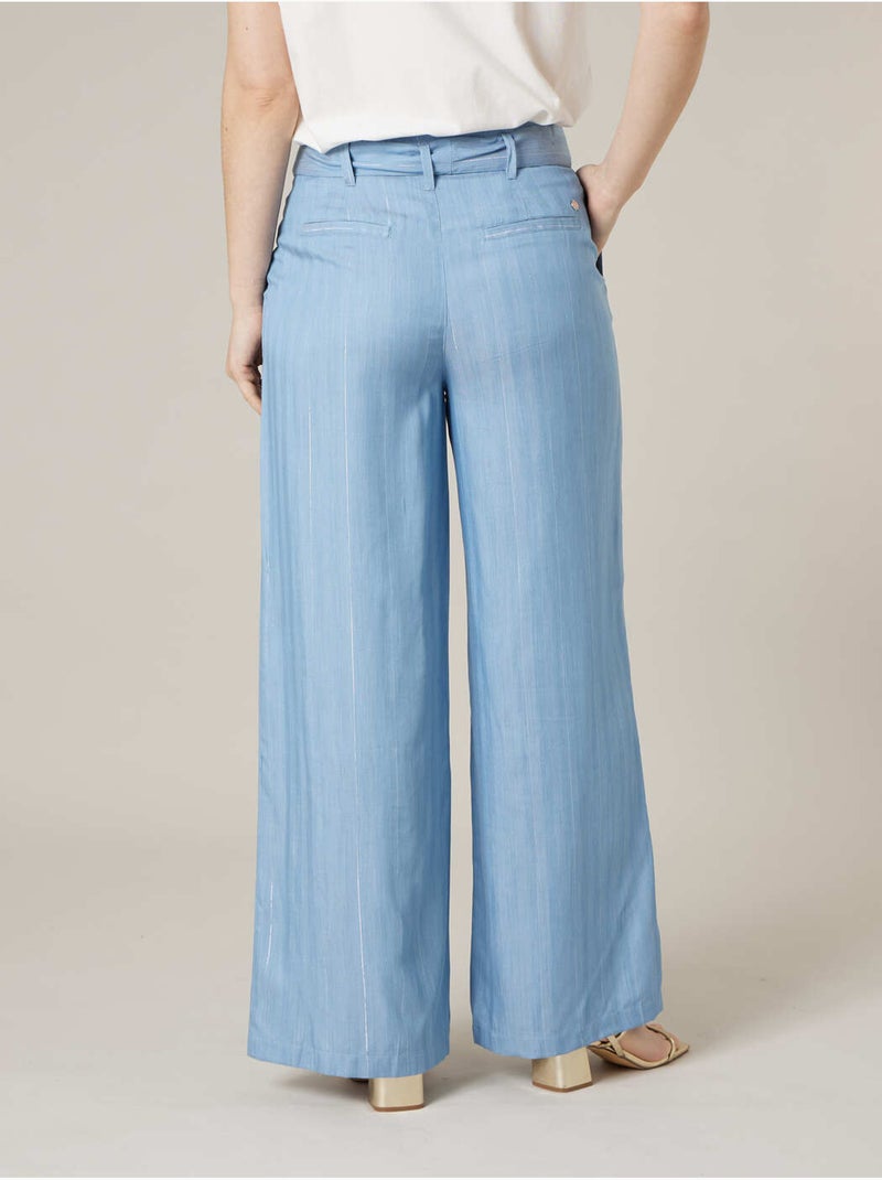 Pantalon large femme en lyocell 'Deeluxe' Bleu - Kiabi