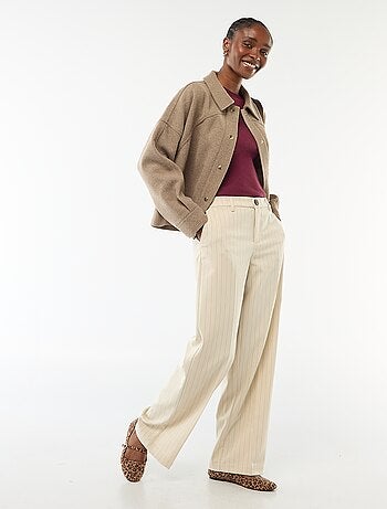 Pantalon large taille haute ceinture et passants