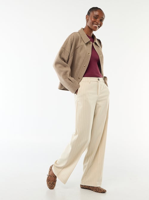 Pantalon large femme en maille fluide - Kiabi