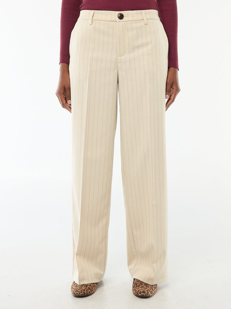 Pantalon large femme en maille fluide Beige - Kiabi