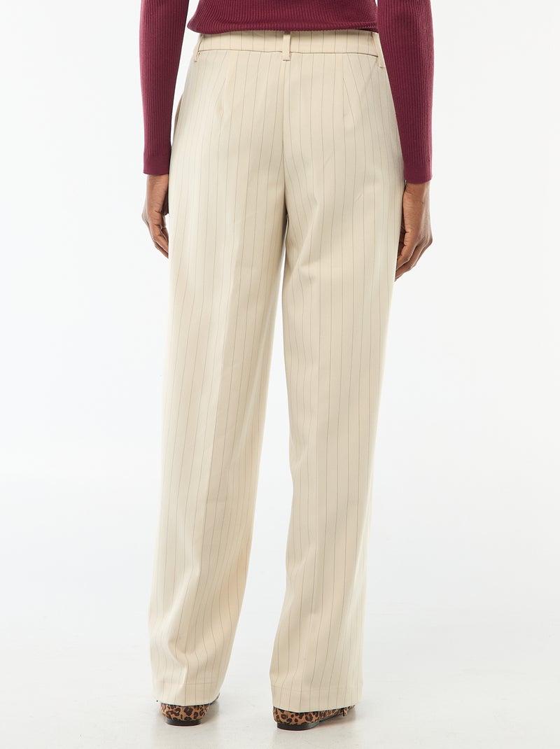 Pantalon large femme en maille fluide Beige - Kiabi
