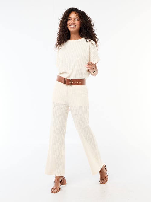 Pantalon large femme en maille légère - Kiabi Pantalon large femme en maille légère - Kiabi