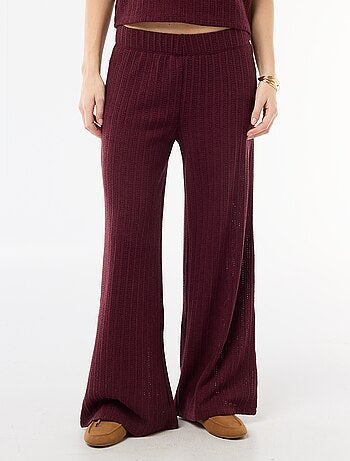 Pantalon large femme en maille légère