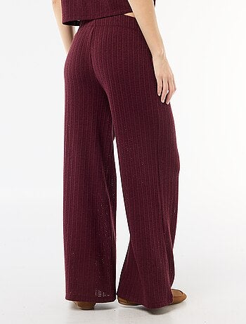Pantalon large femme en maille légère