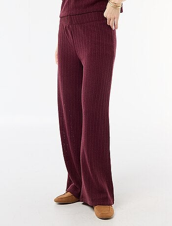Pantalon large femme en maille légère