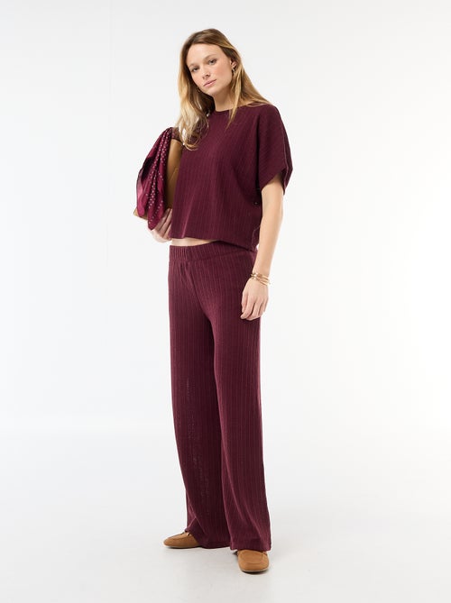 Pantalon large femme en maille légère - Kiabi