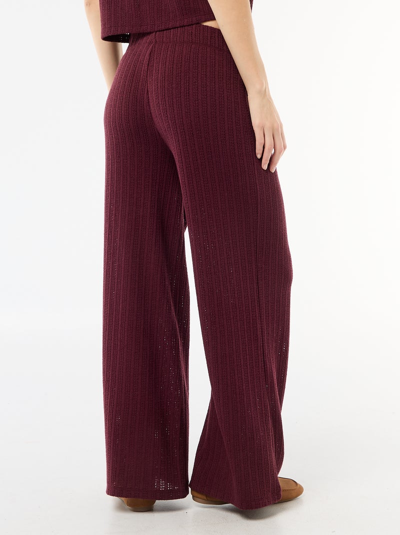 Pantalon large femme en maille légère Rouge - Kiabi