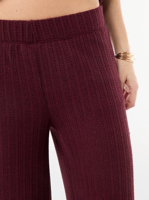 Pantalon large femme en maille légère - Kiabi