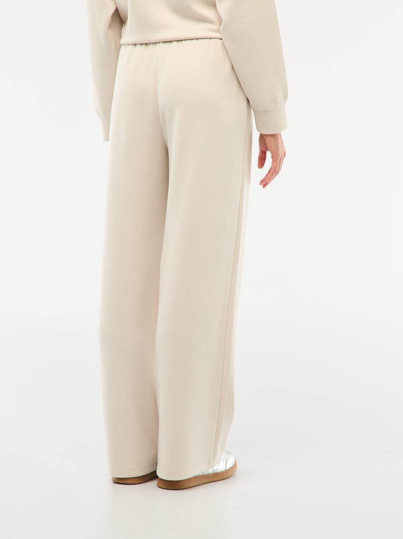 Pantalon large femme en maille lourde Beige - Kiabi