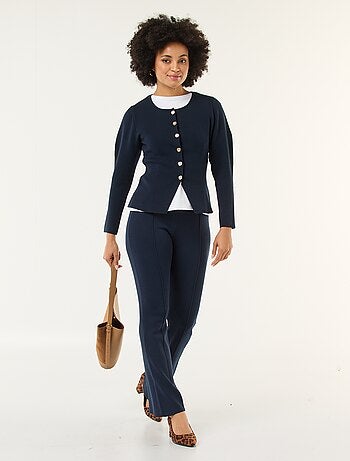 Pantalon large femme en maille lourde