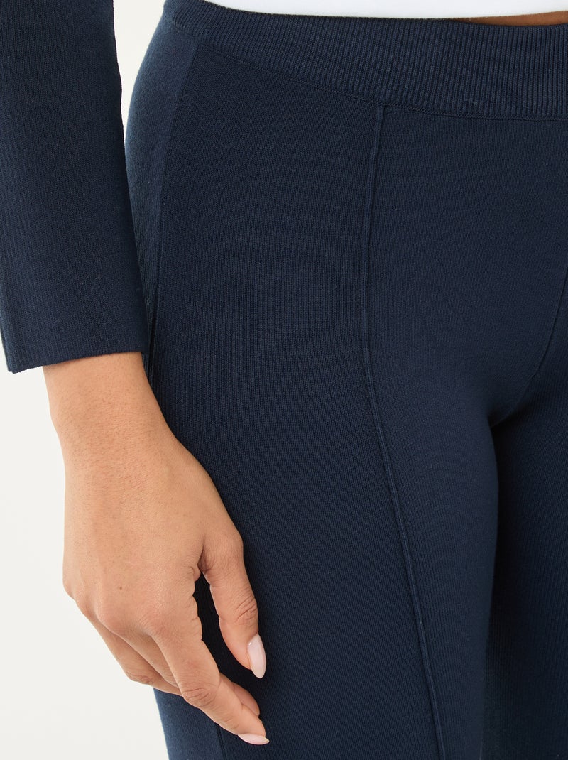Pantalon large femme en maille lourde Bleu - Kiabi