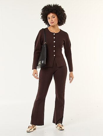 Pantalon large femme en maille lourde