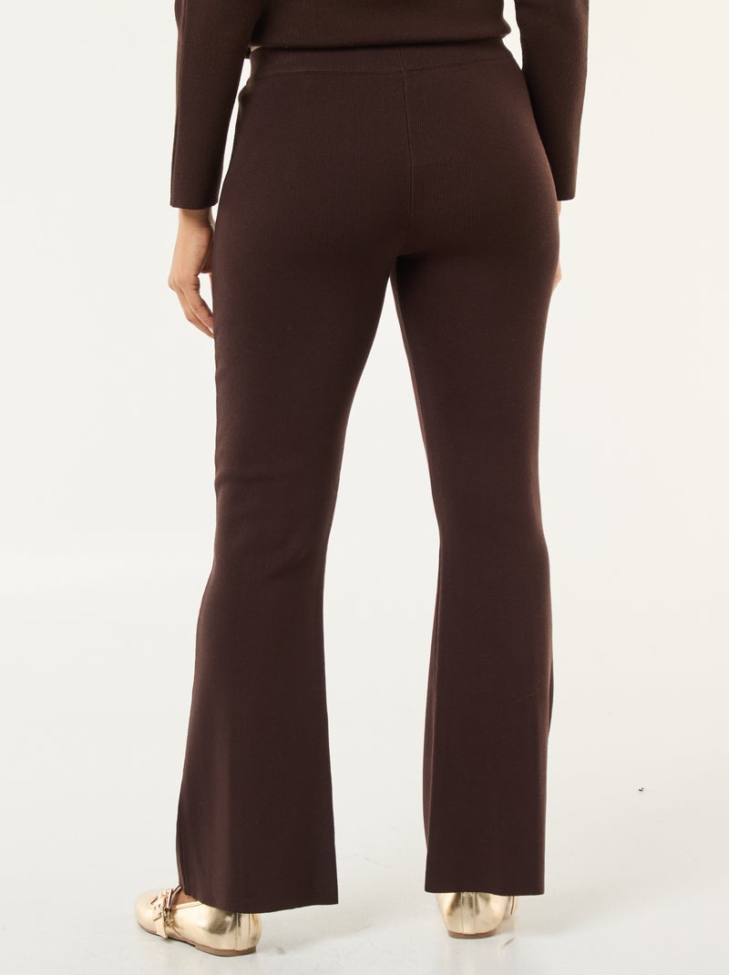 Pantalon large femme en maille lourde Marron - Kiabi