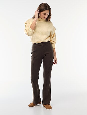 Pantalon large femme en maille lourde