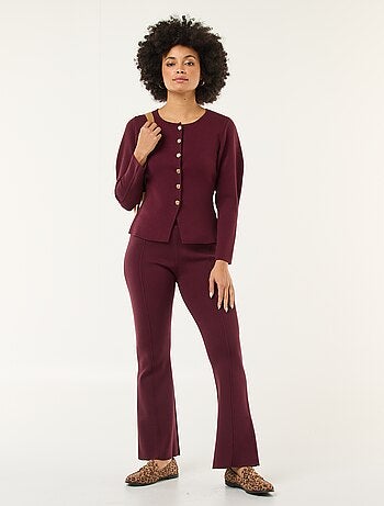 Pantalon large femme en maille lourde
