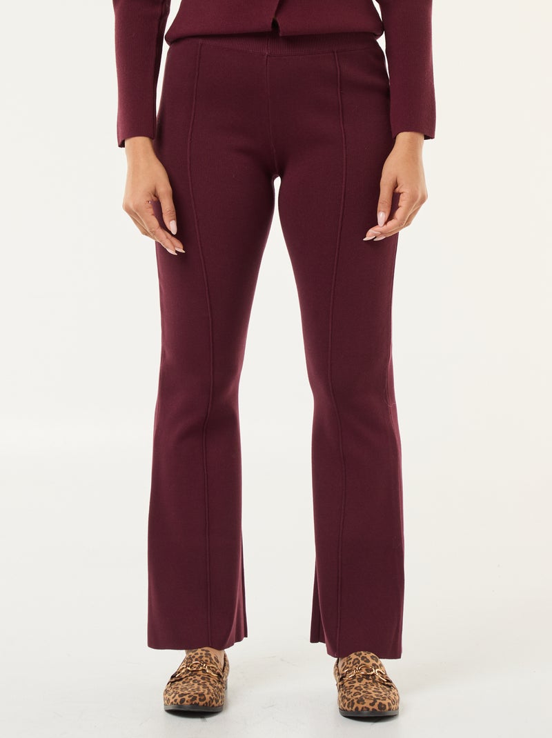 Pantalon large femme en maille lourde Rouge - Kiabi