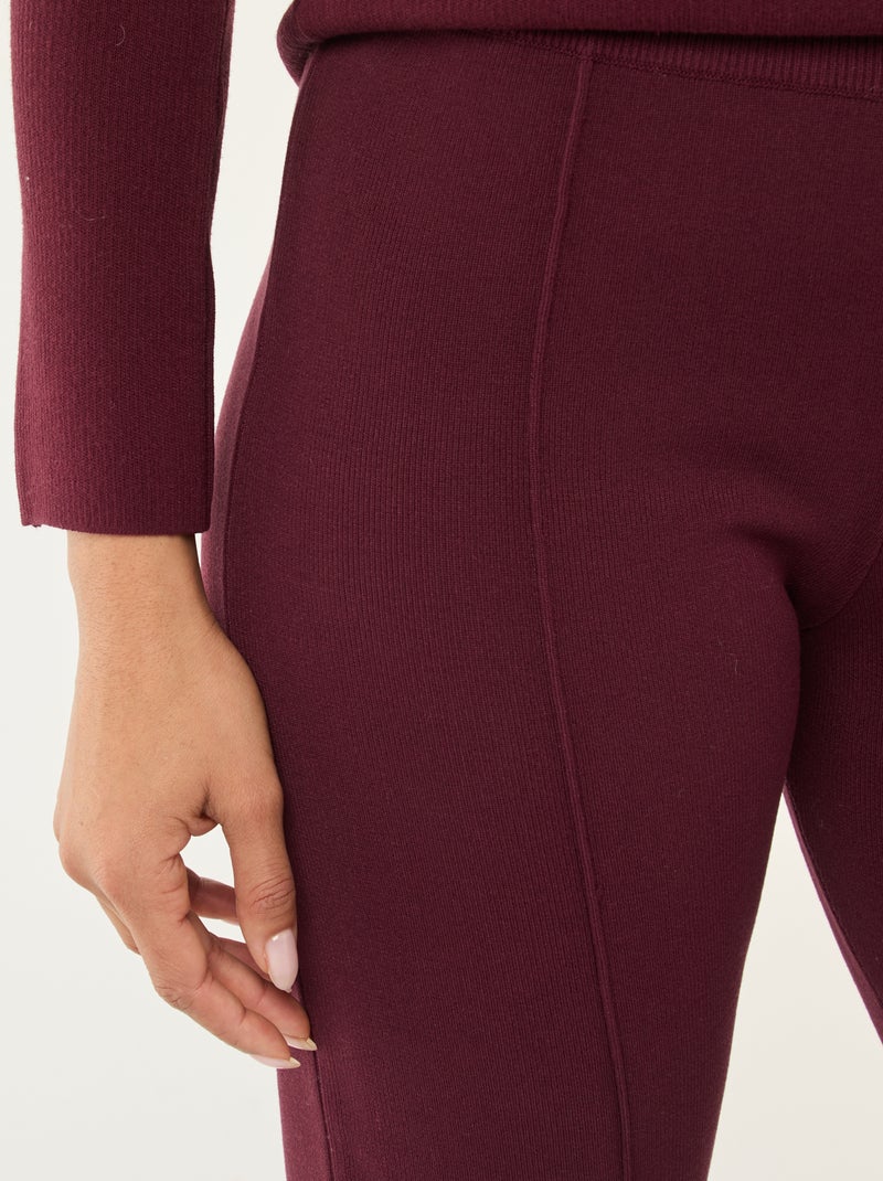 Pantalon large femme en maille lourde Rouge - Kiabi