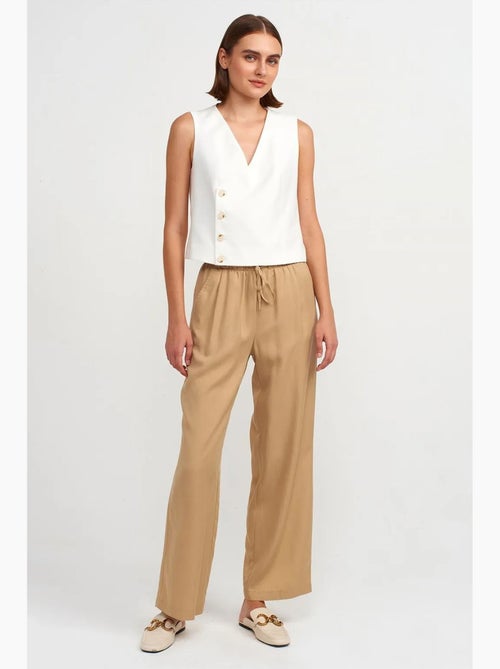 Pantalon large femme en tencel avec taille à cordon dilvin - Kiabi Pantalon large femme en tencel avec taille à cordon dilvin - Kiabi