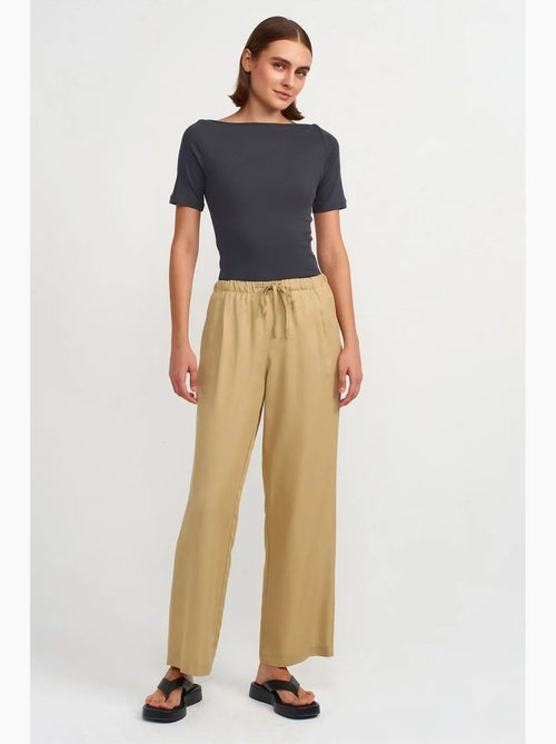 Pantalon large femme en tencel avec taille à cordon dilvin - Kiabi Pantalon large femme en tencel avec taille à cordon dilvin - Kiabi