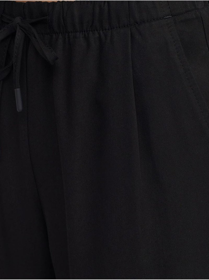 Pantalon large femme en tencel avec taille à cordon dilvin Noir - Kiabi