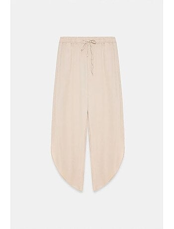 Pantalon large femme en tencel crêpe avec fente dilvin