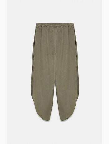 Pantalon large femme en tencel crêpe avec fente dilvin