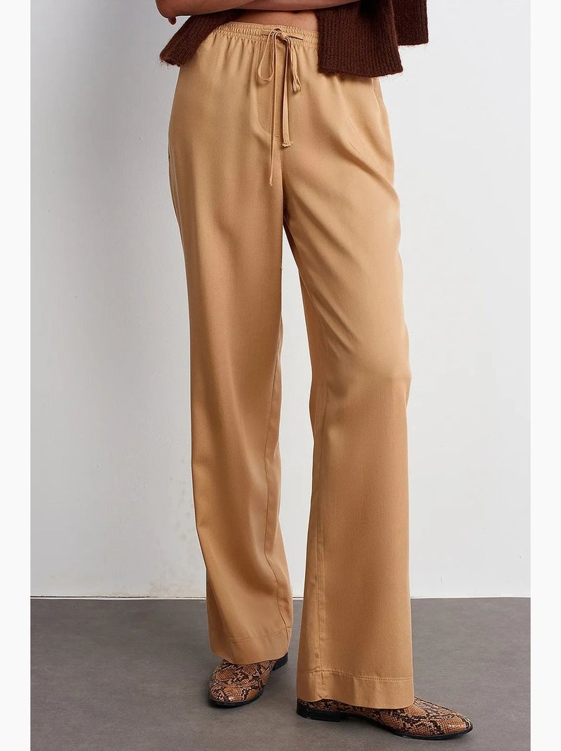 Pantalon large femme en tencel dilvin Blond - Kiabi