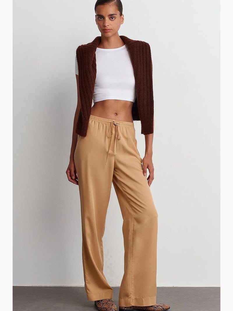 Pantalon large femme en tencel dilvin Blond - Kiabi