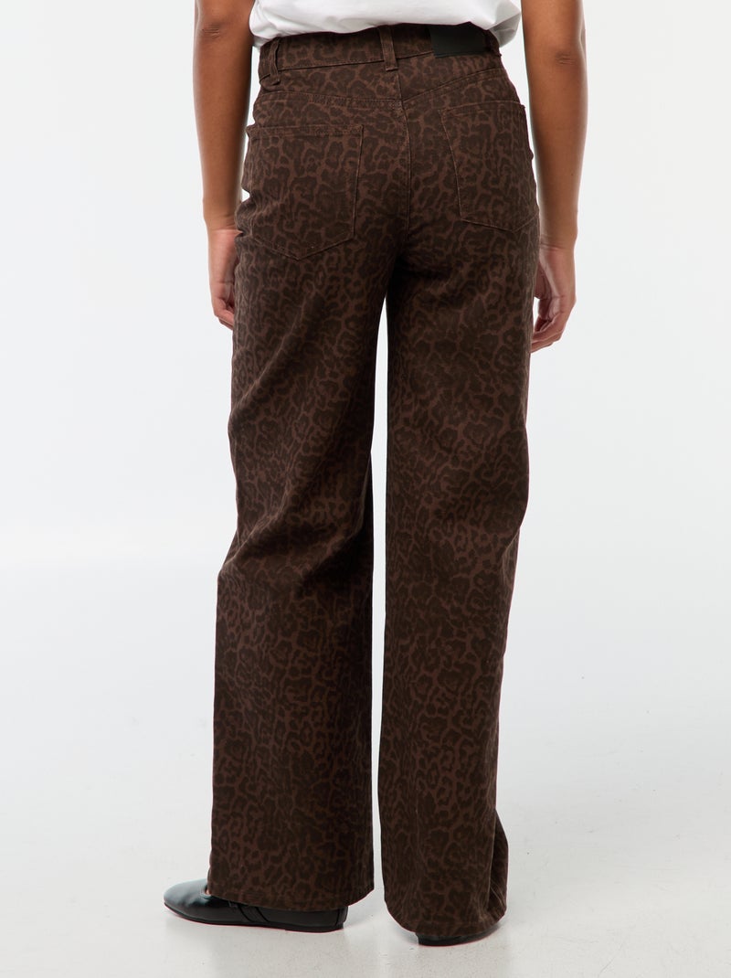 Pantalon large femme en twill Léopard - Kiabi