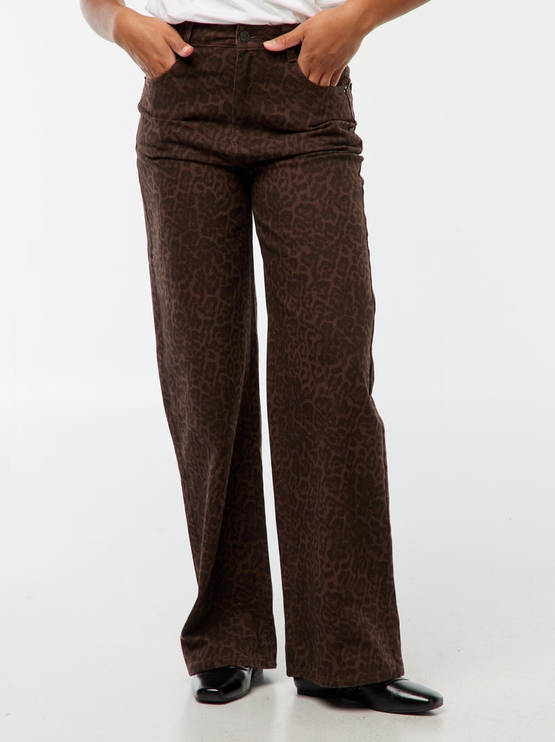 Pantalon large femme en twill Léopard - Kiabi